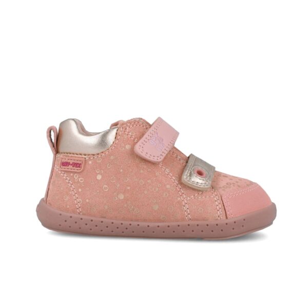 botín barefoot respetuoso niña Garvalín rosa vista lateral de un solo zapato