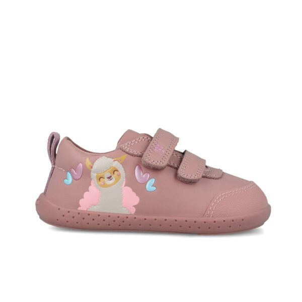 zapato infantil respetuoso Garvalín rosa con llama vista lateral detalle llama