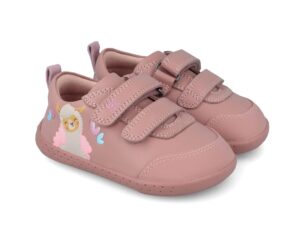 zapato infantil respetuoso Garvalín rosa con llama vista lateral-frontal