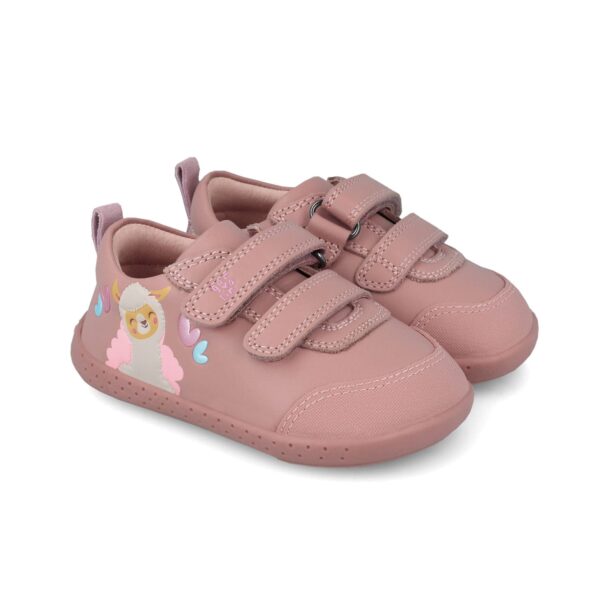 zapato infantil respetuoso Garvalín rosa con llama vista lateral-frontal
