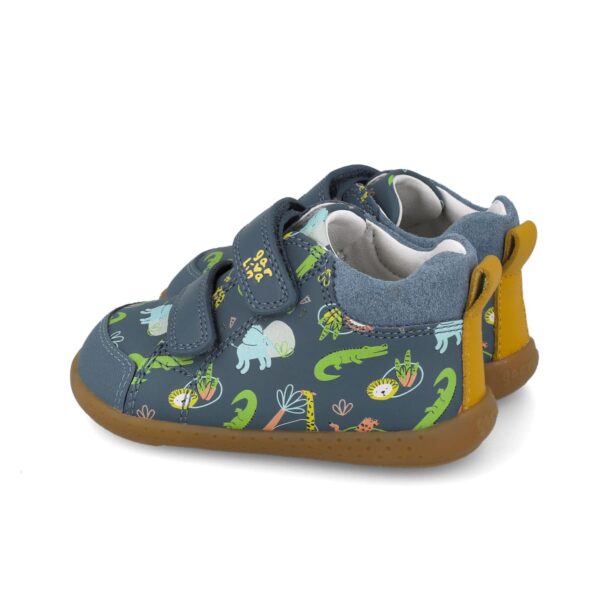 botín barefoot respetuoso azul Garvalín vista lateral y trasera