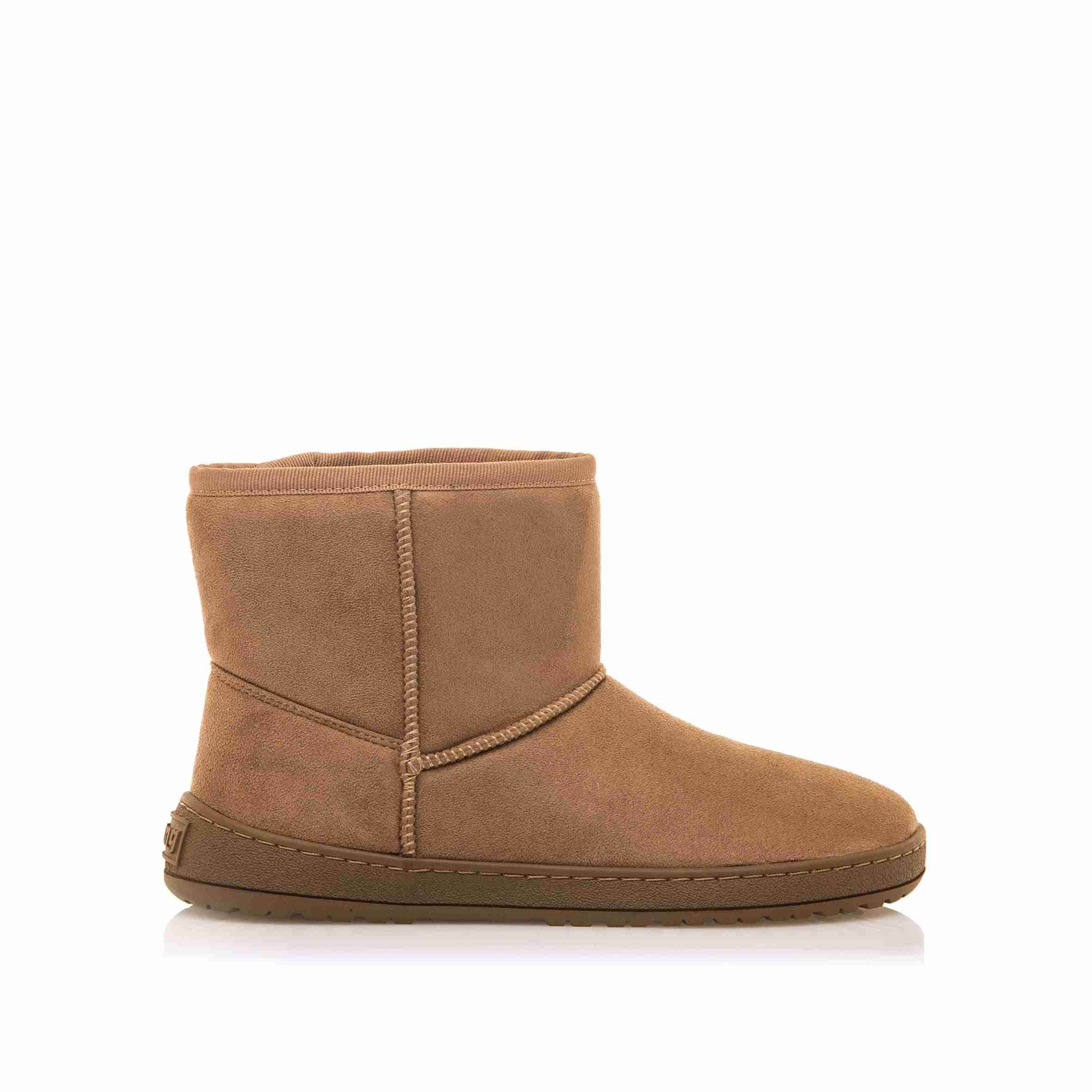 bota barefoot vegana mujer Mustang NUEZ topo tipo UGG vista lateral