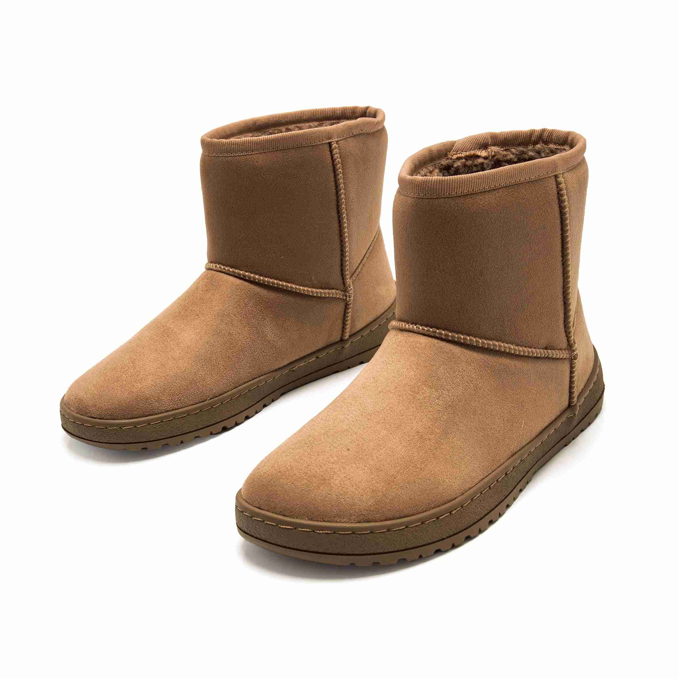bota barefoot vegana mujer Mustang NUEZ topo tipo UGG vista lateral hacia frontal