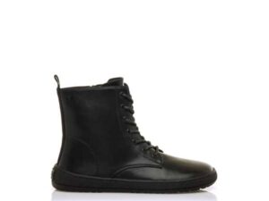 bota barefoot vegana mujer negra tipo militar Mustang POLLY vista lateral exterior