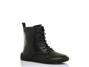 bota barefoot vegana mujer negra tipo militar Mustang POLLY vista lateral