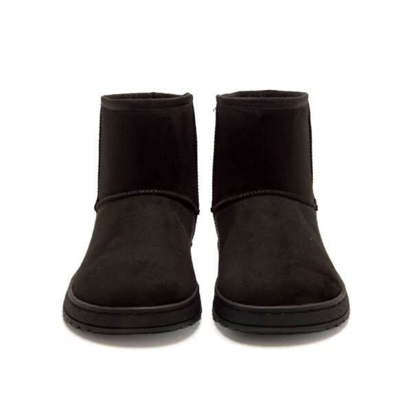 bota barefoot vegana mujer negra Mustang NUEZ tipo UGG vista frontal