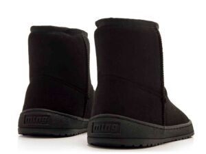 bota barefoot vegana mujer negra Mustang NUEZ tipo UGG vista trasera