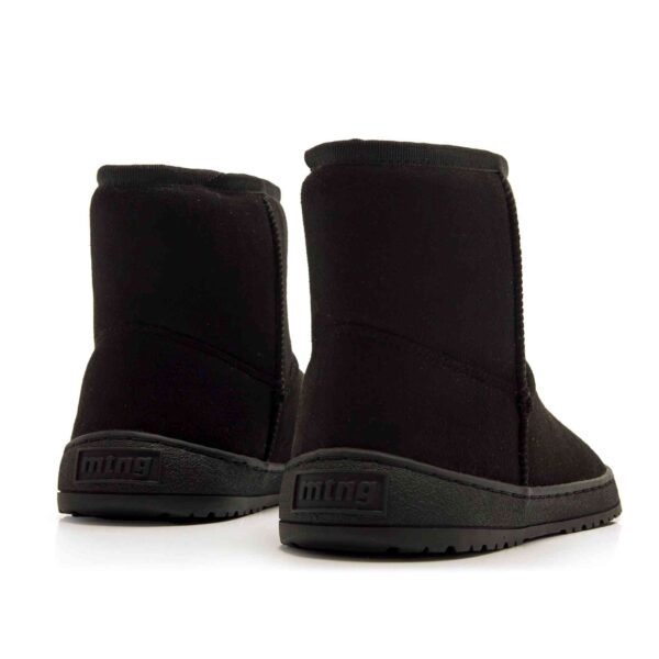 bota barefoot vegana mujer negra Mustang NUEZ tipo UGG vista trasera