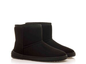 bota barefoot vegana mujer negra Mustang NUEZ tipo UGG vista lateral