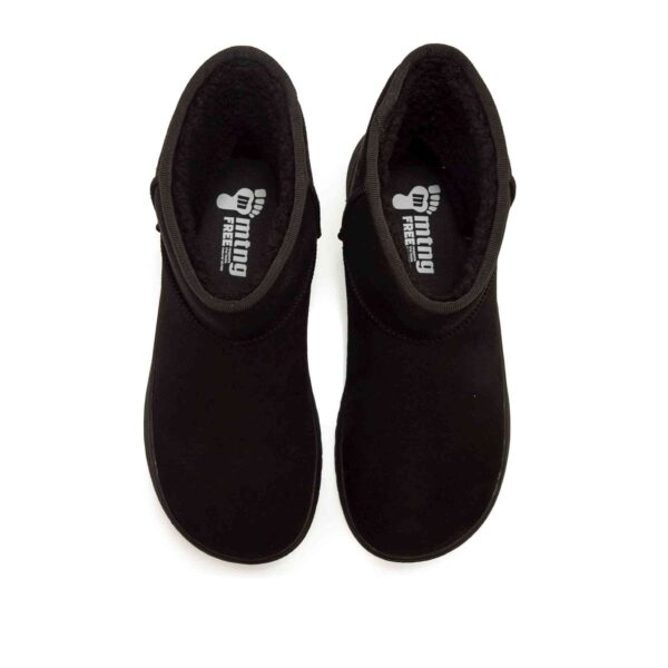 bota barefoot vegana mujer negra Mustang NUEZ tipo UGG vista superior