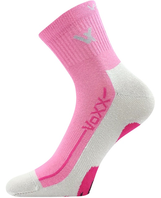 Calcetines anatómicos barefoot VoXX vistos como quedarían en el pie, ergonómicos con puntera ancha, en color rosa