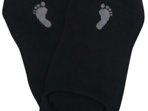Calcetines anatómicos barefoot VoXX vistos desde arriba, diseño ergonómico con puntera ancha. Color negro