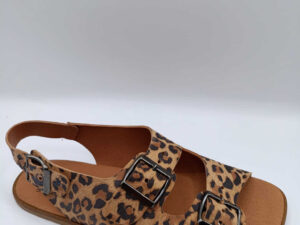 Sandalias barefoot leopardo mujer modelo Semilla en serraje con suela flexible y drop cero