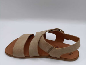 Sandalias barefoot mujer beige modelo Lino Vivant en serraje tono camello con suela fina sin drop lateral