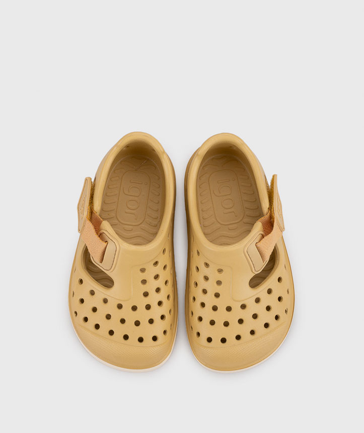 sandalias barefoot Igor Malibu amarillas puntera ancha