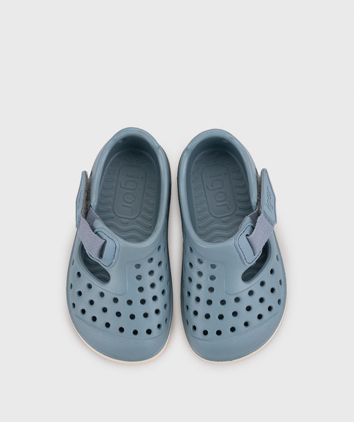 Sandalias Igor Malibu Océano barefoot de EVA ligeras azul bicolor con cierre adherente