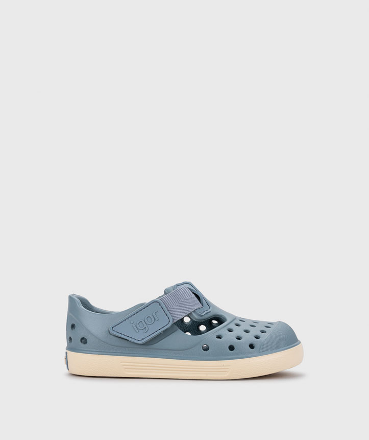 Sandalias Igor Malibu Océano barefoot de EVA ligeras azul bicolor con cierre adherente
