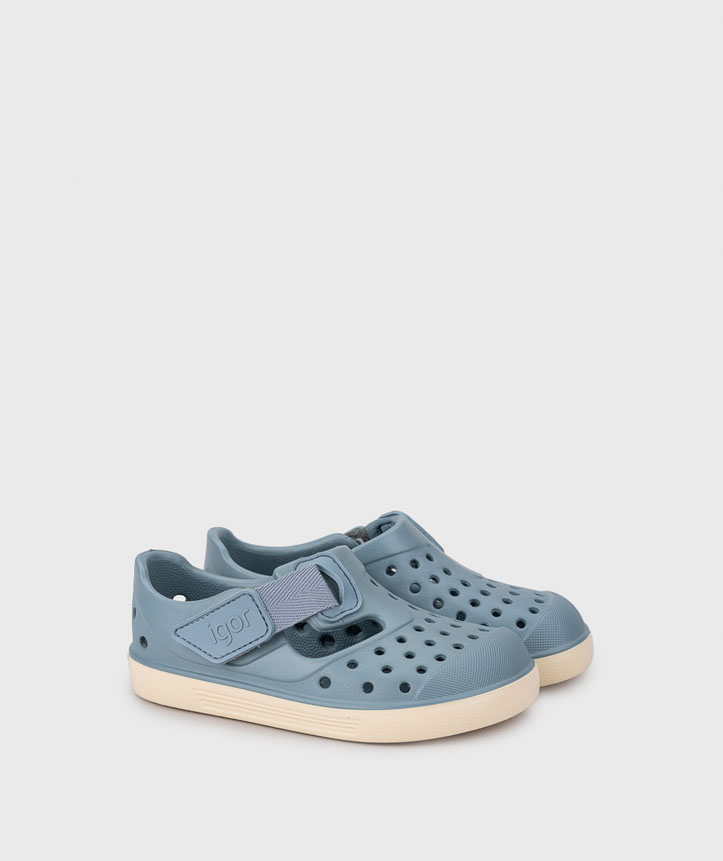 Sandalias Igor Malibu Océano barefoot de EVA ligeras azul bicolor con cierre adherente