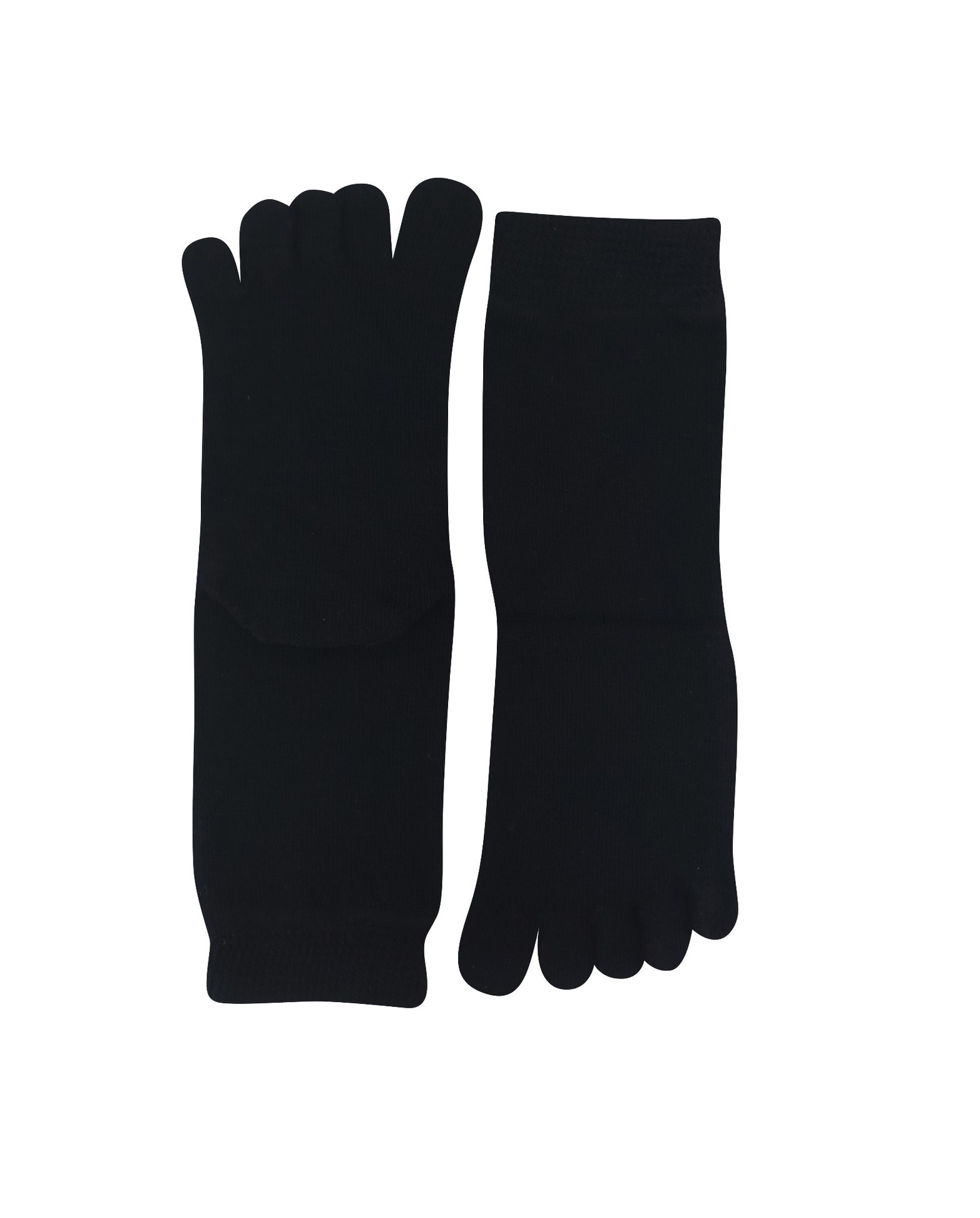 calcetines con dedos de bambú negros altos estirados