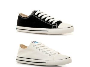 Zapatillas barefoot Mustang Free Emi para mujer en color blanco y negro con puntera ancha y suela fina flexible