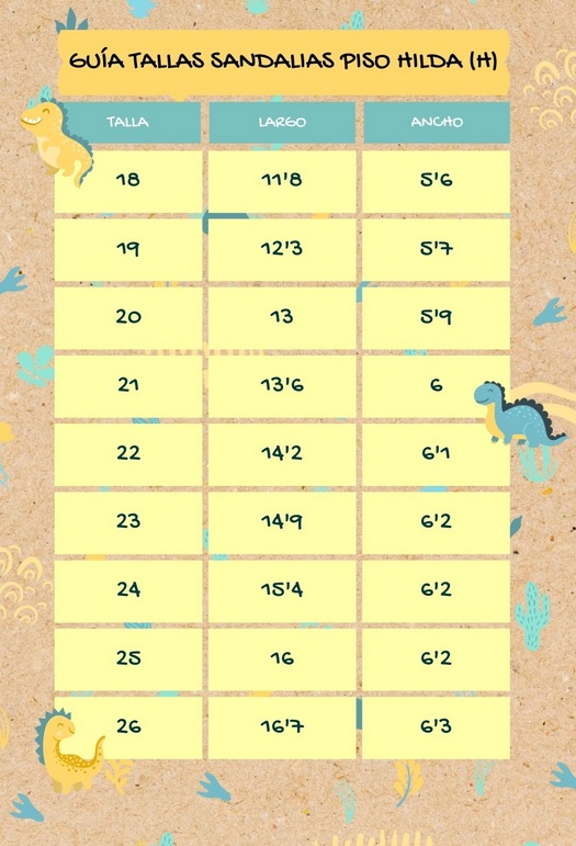 guia de tallas piso Hilda FlexiNens
