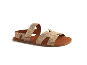 sandalia barefoot mujer esclava coqueflex 1559 beige serraje con velcro plana flexible