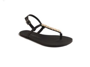 sandalia de dedo mujer coqueflex 1571 negra con detalle joya plana y flexible