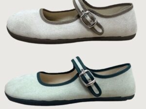 Merceditas barefoot veganas Batilas color menta y en color beige con hebilla
