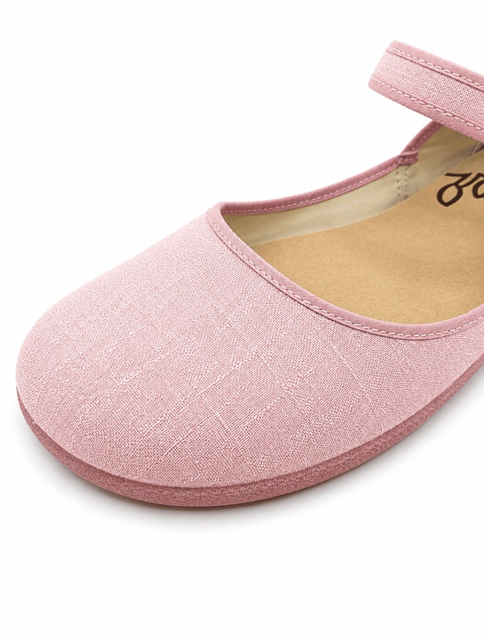 Detalle de tejido y puntera de mercedita barefoot rosa Batilas.