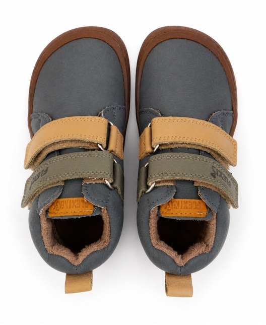 Par de zapatos barefoot infantiles Flexi Nens gris topo vistos desde arriba