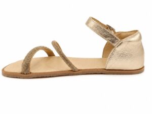 Sandalia barefoot elegante Flexi Nens Cava color cava de piel con doble tira brillante y cierre de hebilla