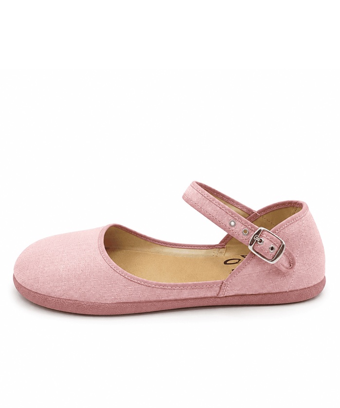 Mercedita barefoot rosa Batilas para mujer con cierre de hebilla y suela flexible.