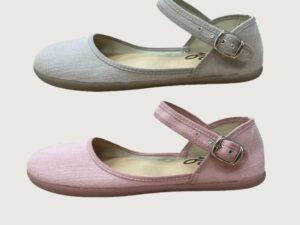Merceditas barefoot mujer Batilas en colores taupe y rosa