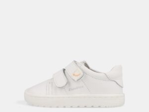 Calzado respetuoso infantil Blanditos by Crio's Atenas de piel blanca con doble velcro, vista lateral.