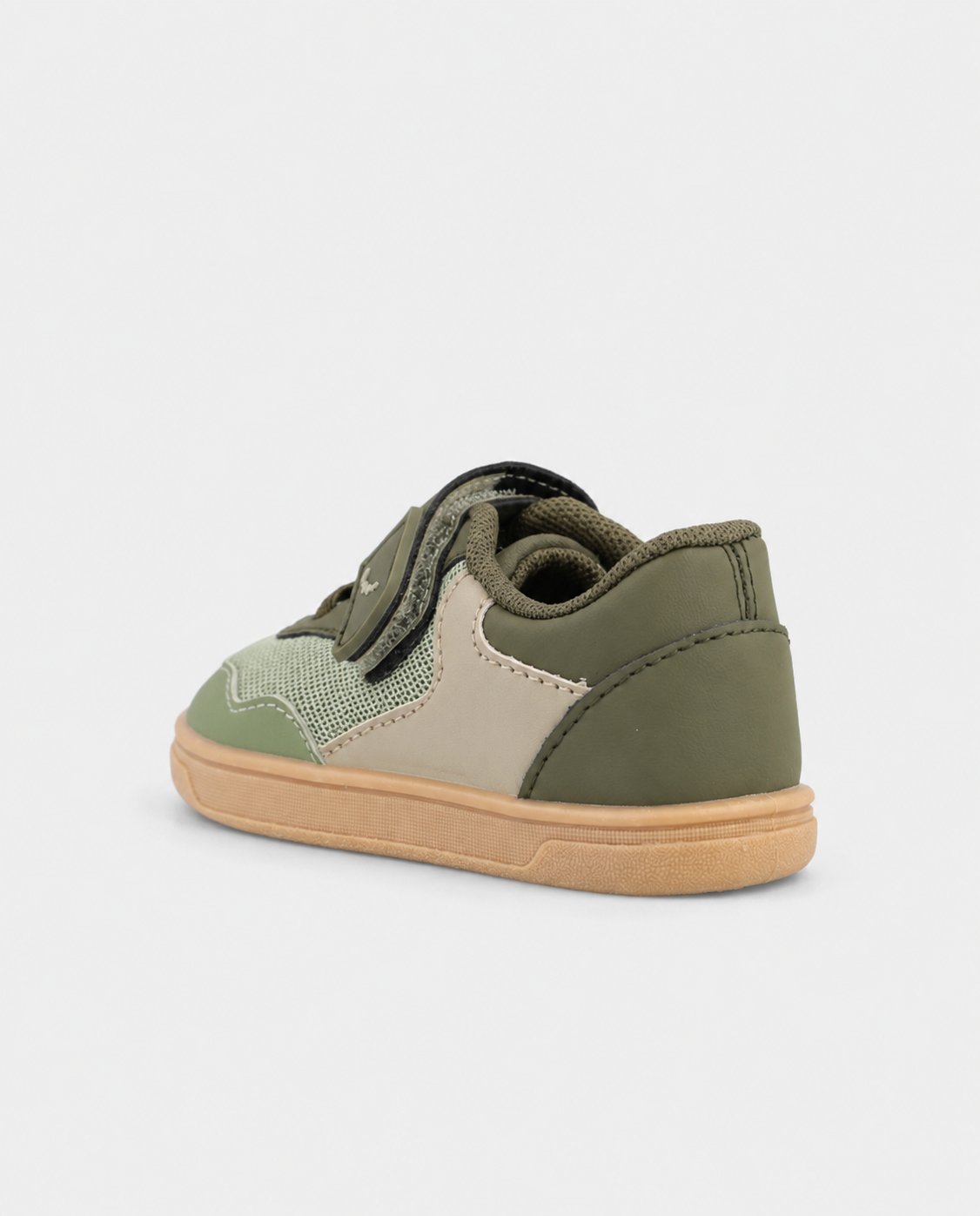 Vista trasera del zapato barefoot infantil vegano Blanditos by Crios Platy en color verde.