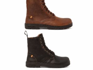 Bota barefoot El Naturalista Nómada para mujer en color cuero y negro.