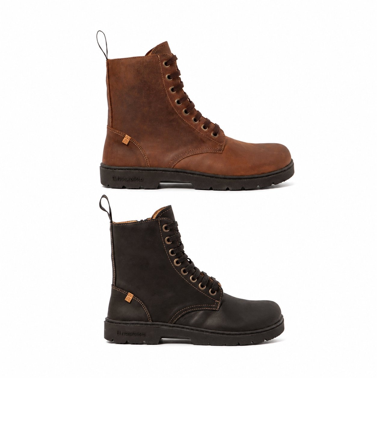 Bota barefoot El Naturalista Nómada para mujer en color cuero y negro.