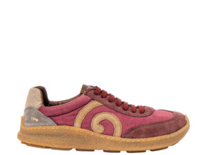 Vista lateral de la zapatilla barefoot El Naturalista Oroel Multi Material Multi Wine.