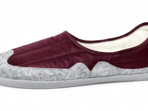Zapatillas de casa barefoot Batilas burdeos con fieltro gris y suela flexible de 5 mm