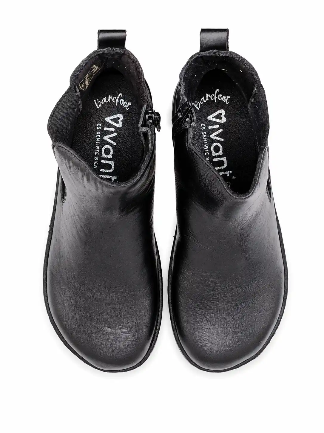 Vista superior de botas barefoot Chelsea Vivant de mujer en piel negra
