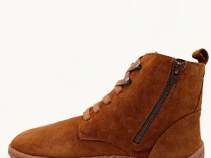 Bota Barefoot Vivant 2763 Liken Marrón – Vista lateral interior Vista lateral interior de la bota barefoot Vivant 2763 Liken en serraje marrón, con cremallera, cordones y suela fina.