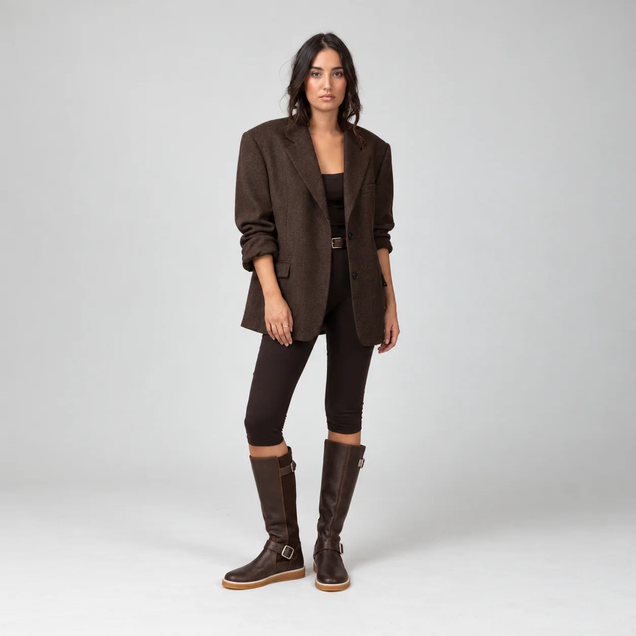 Botas altas barefoot mujer Coqueflex Noria Brown — piel de vacuno, cero drop y puntera ancha