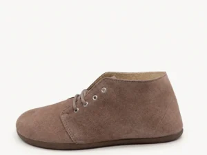 Botín barefoot Batilas mujer en serraje taupe con cordones