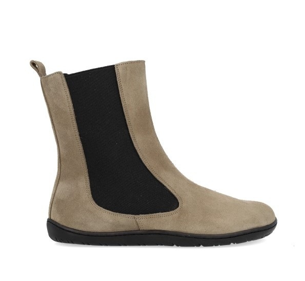 Botines chelsea barefoot Coqueflex Nara beige de serraje, vista lateral