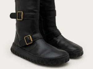 Par de botas moteras barefoot Coqueflex Rue Black para mujer